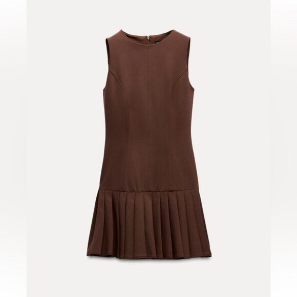 ZARA BOX PLEAT MINI DRESS - Picture 6 of 10